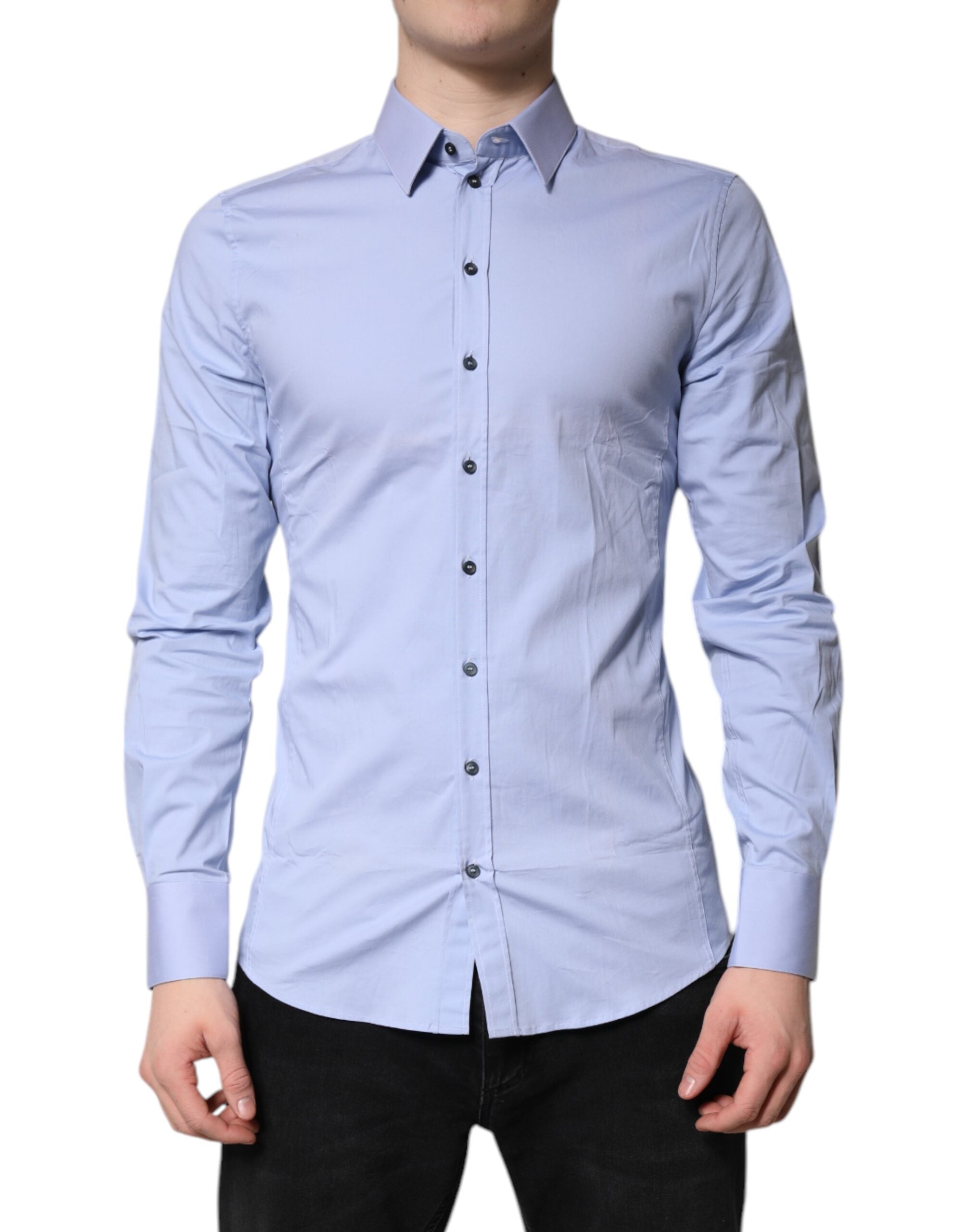 Dolce & Gabbana Light Blue Cotton Shirt SICILIA Dress Formal Shirt